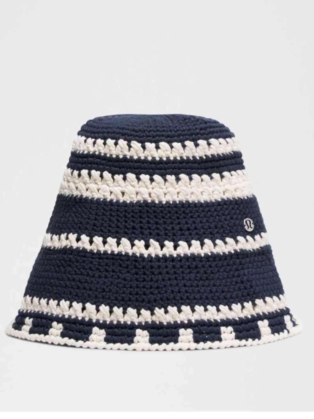 NWT LULULEMON Cotton Crochet Bucket Hat in Club Blue / Light Ivory
